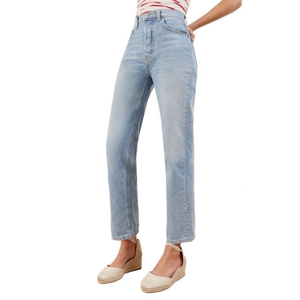 Reformation Cynthia High Rise Relaxed Jean Skye Wash Size 31 Button Fly